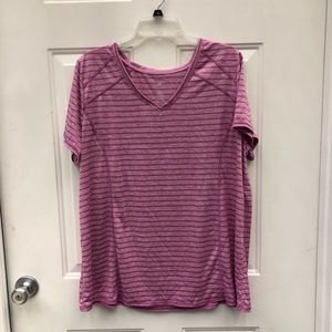 NWOT Livi Active Wicking Pink Striped Tee 14/16